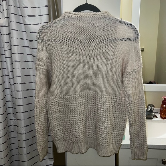 AMERICAN EAGLE sweater waffle knit mockneck cream tan neutral drop shoulder cozy - Picture 2 of 10